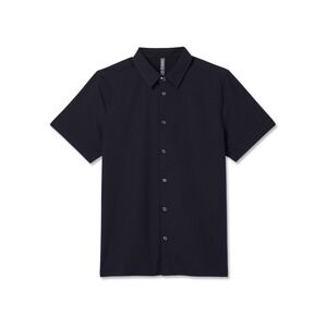 Vuori‎ Strato Tech Short Sleeve Button Up Polo Black Medium New Without Tags